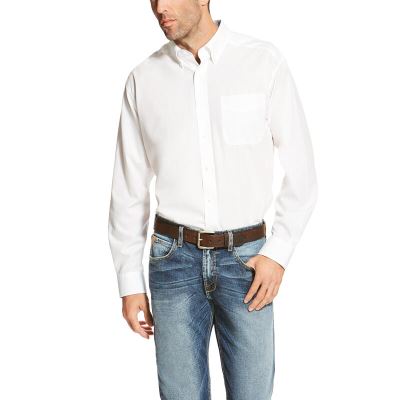 Ariat Western: Wrinkle Free Solid Camisa Hombre - Blancas (BWXPS8261)